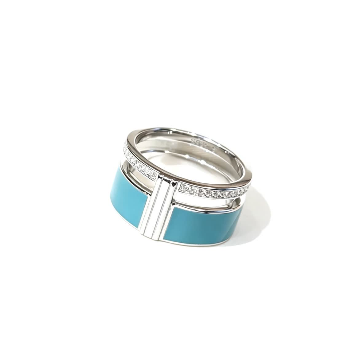 Tiffany & Co. Blue Enamel Ring with Diamonds